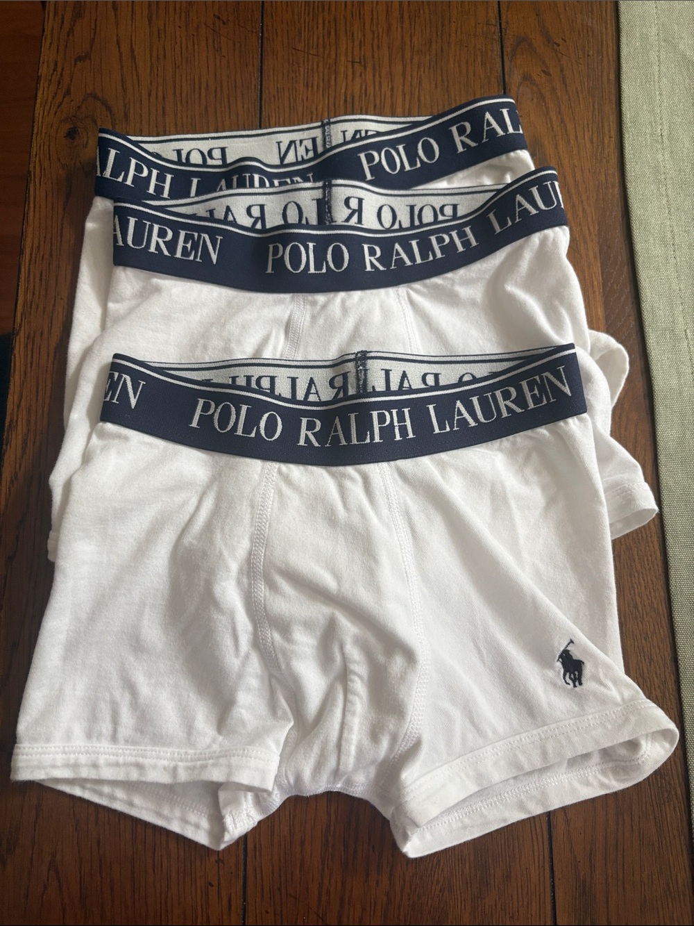 Polo by Ralph Lauren White Boxer Briefs with Navy Logo Waistband - 3 Pack